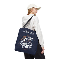 Load image into Gallery viewer, "Coffee Scrubs &amp; Rubber Gloves" 8 - Canvas Tote 18" x 18" - PERSONALIZED