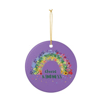 Load image into Gallery viewer, "Choose Kindness" Floral Rainbow Ornament 3 — Single‑Sided Ceramic Keepsake | Printed On Demand, Teacher &amp; Holiday Gift