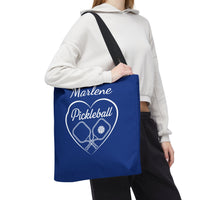 Load image into Gallery viewer, "Pickleball With Heart" 3 - Canvas Tote 18" x 18" - PERSONALIZED