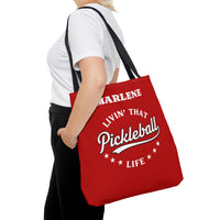 Load image into Gallery viewer, "Livin' That Pickleball Life" 2 - Canvas Tote 18" x 18" - PERSONALIZED