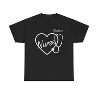 Load image into Gallery viewer, "Nurse Heart Stethoscope" 4 - Gildan 5000 Heavy Cotton Tee - PERSONALIZED