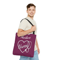 Load image into Gallery viewer, "Nurse Heart Stethoscope" 4 - 18" x 18" Canvas Tote - PERSONALIZED