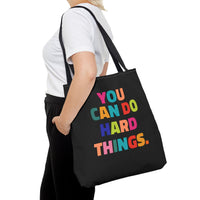 Load image into Gallery viewer, "You Can Do Hard Things" 2 - Canvas Tote 18" x 18"