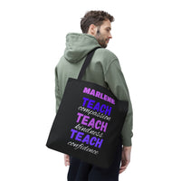 Load image into Gallery viewer, "Teach Compassion. Teach Kindness. Teach Confidence." 1 - Canvas Tote 18" x 18" - PERSONALIZED