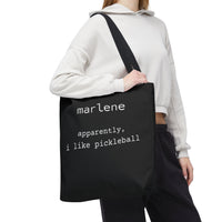 Load image into Gallery viewer, "Apparently I Like Pickleball" 1 - Canvas Tote 18" x 18" - PERSONALIZED