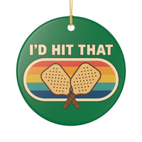 Load image into Gallery viewer, "I'd Hit That" 3 - 3 Inch Ceramic Ornament Retro Pickleball Gift