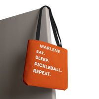 Load image into Gallery viewer, "Eat Sleep Pickleball Repeat" 1 - Canvas Tote 18" x 18" - PERSONALIZED