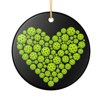 Load image into Gallery viewer, "Pickleballs Heart" 1 - 3 Inch Ceramic Ornament Pickleball Gift