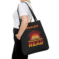 Load image into Gallery viewer, "Explore New Worlds Read" - Canvas Tote 18" x 18" - PERSONALIZED