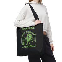Load image into Gallery viewer, "It's A Good Day To Play Pickleball" 5 - Canvas Tote 18" x 18" - PERSONALIZED