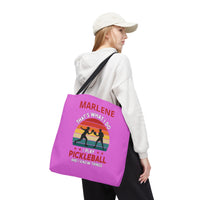 Load image into Gallery viewer, "That's What I Do I Play Pickleball and I Know Things" 2 - Canvas Tote 18" x 18" - PERSONALIZED