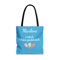Load image into Gallery viewer, "Can't Pickleball" 4 - I Can't I Have Pickleball - Canvas Tote 18" x 18" - PERSONALIZED