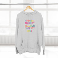 Load image into Gallery viewer, "Kindness Equality Inclusion Diversity Love" 1 - Lane Seven LS14001 Premium Hooded Sweatshirt