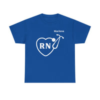 Load image into Gallery viewer, "RN Stethoscope Heart" 1 - Gildan 5000 Heavy Cotton Tee - PERSONALIZED
