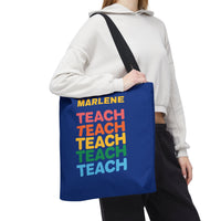 Load image into Gallery viewer, "Teach" Repeat 1 - Canvas Tote 18" x 18" - PERSONALIZED