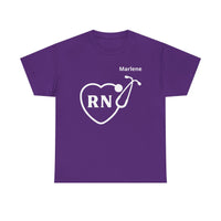 Load image into Gallery viewer, "RN Stethoscope Heart" 1 - Gildan 5000 Heavy Cotton Tee - PERSONALIZED