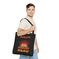 Load image into Gallery viewer, "Explore New Worlds Read" - Canvas Tote 18" x 18" - PERSONALIZED
