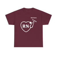 Load image into Gallery viewer, "RN Stethoscope Heart" 1 - Gildan 5000 Heavy Cotton Tee - PERSONALIZED