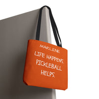 Load image into Gallery viewer, "Life Happens Pickleball Helps" 1 - Canvas Tote 18" x 18" - PERSONALIZED