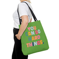 Load image into Gallery viewer, "You Can Do Hard Things" 1 - Canvas Tote 18" x 18"