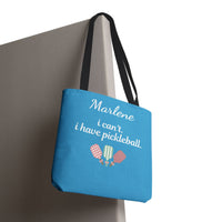 Load image into Gallery viewer, "Can't Pickleball" 4 - I Can't I Have Pickleball - Canvas Tote 18" x 18" - PERSONALIZED