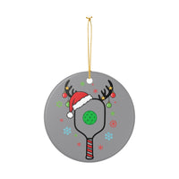 Load image into Gallery viewer, "Pickleball Paddle Santa Hat" 1 - 3 Inch Ceramic Ornament Holiday Gift