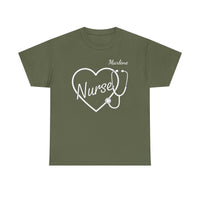 Load image into Gallery viewer, "Nurse Heart Stethoscope" 4 - Gildan 5000 Heavy Cotton Tee - PERSONALIZED