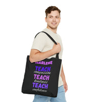 Load image into Gallery viewer, "Teach Compassion. Teach Kindness. Teach Confidence." 1 - Canvas Tote 18" x 18" - PERSONALIZED