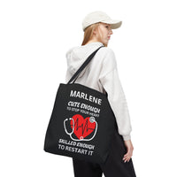 Load image into Gallery viewer, "Cute Enough To Stop Your Heart Skilled Enough To Restart It" 1 - Canvas Tote 18" x 18" - PERSONALIZED