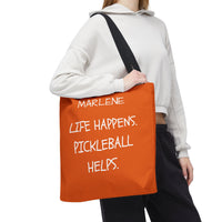 Load image into Gallery viewer, "Life Happens Pickleball Helps" 1 - Canvas Tote 18" x 18" - PERSONALIZED
