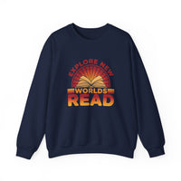Load image into Gallery viewer, "Explore New Worlds READ" - Gildan 18000 Crewneck Sweatshirt