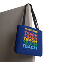 Load image into Gallery viewer, "Teach" Repeat 1 - Canvas Tote 18" x 18" - PERSONALIZED