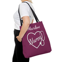 Load image into Gallery viewer, "Nurse Heart Stethoscope" 4 - 18" x 18" Canvas Tote - PERSONALIZED