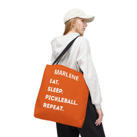 Load image into Gallery viewer, "Eat Sleep Pickleball Repeat" 1 - Canvas Tote 18" x 18" - PERSONALIZED