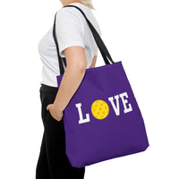 Load image into Gallery viewer, "LOVE Pickleball" 1 - Yellow - Canvas Tote 18" x 18"