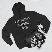 Load image into Gallery viewer, "Life Happens Pickleball Helps" 1 - Lane Seven LS14001 Premium Hooded Sweatshirt
