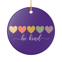 Load image into Gallery viewer, "Be Kind" Hearts Ceramic Ornament 2 — Single-Sided Heart Keepsake | Printed On Demand