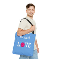 Load image into Gallery viewer, "LOVE Pickleball" 1 - Pink - Canvas Tote 18" x 18" - PERSONALIZED