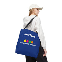 Load image into Gallery viewer, "All We Need Is Pickleball" 1 - Canvas Tote 18" x 18" - PERSONALIZED