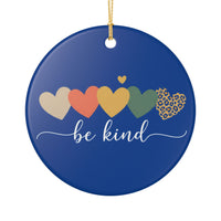 Load image into Gallery viewer, "Be Kind" Hearts Ceramic Ornament 1 — Single-Sided Heart Keepsake | Printed On Demand