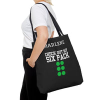 Load image into Gallery viewer, "Check Out My Six Pack" 1 - Canvas Tote 18" x 18" - PERSONALIZED