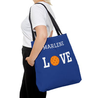 Load image into Gallery viewer, "LOVE Pickleball" 1 - Orange - Canvas Tote 18" x 18" - PERSONALIZED