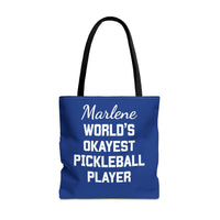 Load image into Gallery viewer, "World's Okayest Pickleball Player" 1 - Canvas Tote 18" x 18" - PERSONALIZED