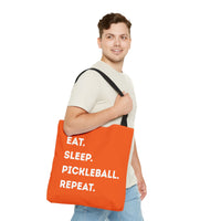 Load image into Gallery viewer, "Eat Sleep Pickleball Repeat" 1 - Canvas Tote 18" x 18"