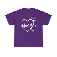 Load image into Gallery viewer, "Nurse Heart Stethoscope" 4 - Gildan 5000 Heavy Cotton Tee - PERSONALIZED