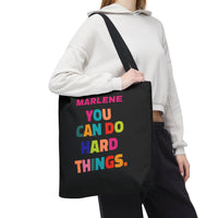 Load image into Gallery viewer, "You Can Do Hard Things" 2 - Canvas Tote 18" x 18" - PERSONALIZED