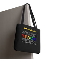 Load image into Gallery viewer, "Teach" Repeat 2 - Canvas Tote 18" x 18" - PERSONALIZED