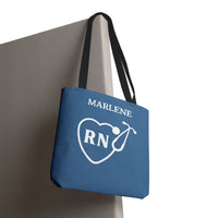 Load image into Gallery viewer, "RN Stethoscope Heart" 1 - Canvas Tote 18" x 18" - PERSONALIZED