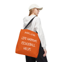 Load image into Gallery viewer, "Life Happens Pickleball Helps" 1 - Canvas Tote 18" x 18" - PERSONALIZED