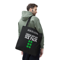 Load image into Gallery viewer, "Check Out My Six Pack" 1 - Canvas Tote 18" x 18" - PERSONALIZED